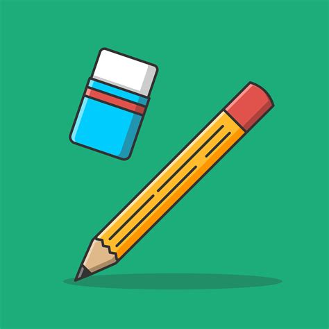 plano ilustración de un lápiz y borrador en dibujos animados estilo