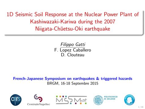 (PDF) 1D Seismic Soil Response at the Nuclear Power Plant of ...