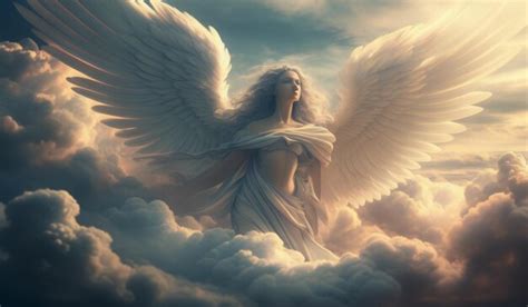 Angel in the clouds with wings outstretched | Premium AI-generated image