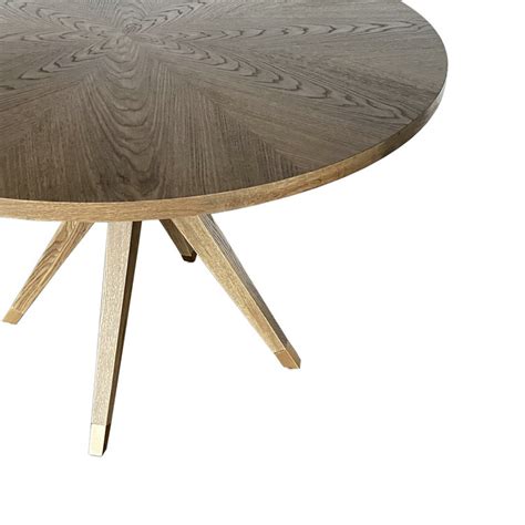 Solid Oak Natural Wood Round Dining Table - Hoolnn