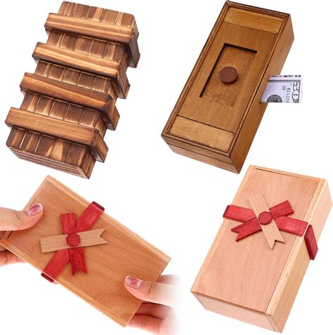 Amazon.com: Puzzle Box 3 Pack Wooden Secret Puzzle Box with Hidden ...
