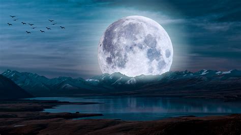 🔥 Free Download Moon Wallpaper 4k Aesthetic Night Landscape Lake by
