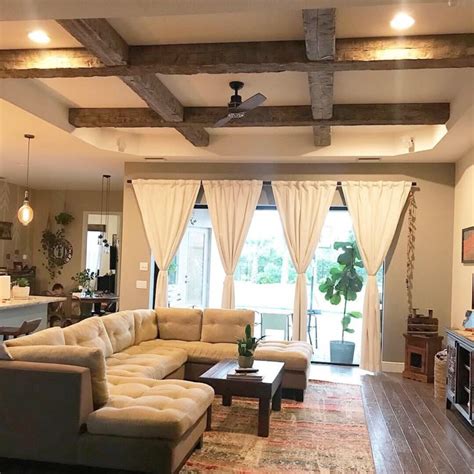 great addition   living roomexposed wood ceiling beams