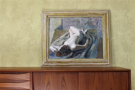Agatha Russon oil painting female nude . - Vintage Retro Furniture
