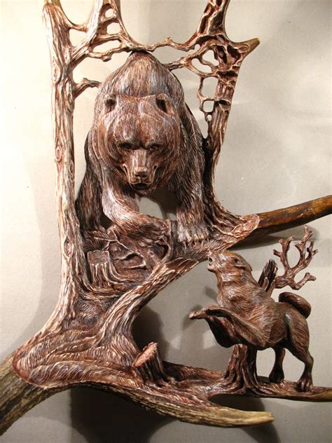 Moose antler carvings by dmitrygorodetsky | Wood carving art, Antler ...