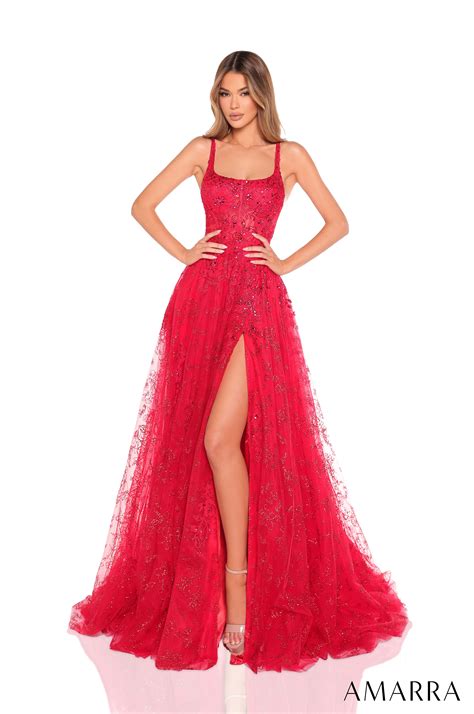 Black Amarra 88240 Long Formal A Line Sequin Prom Dress - Prom Dresses