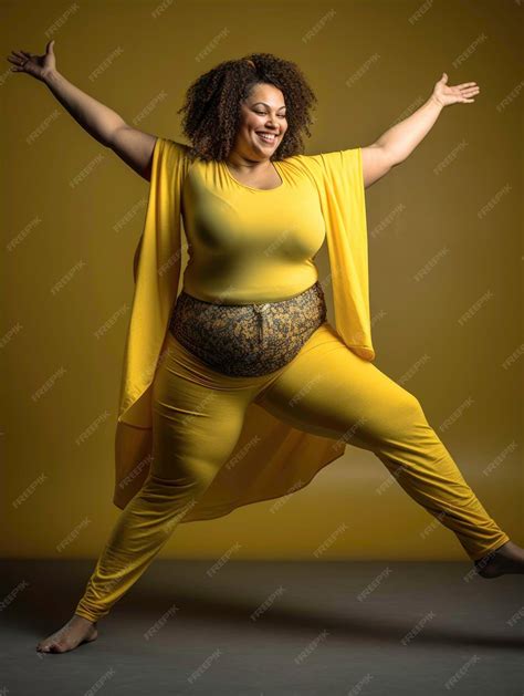 Premium Photo | A happy smiling full figured woman in yoga pants