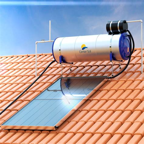 Aquecedor Solar Acoplado 200L Center Sol com Placa 2x1m em Cobre + Conexões