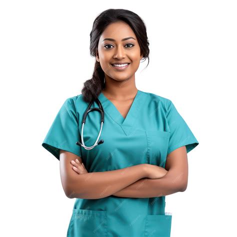 Premium Photo | Caring Indian Nurse in Medical Attire Isolated on White