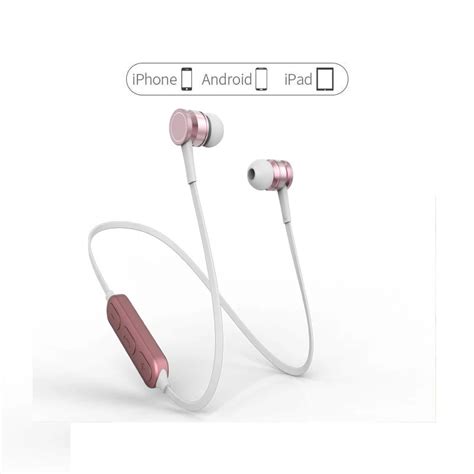 hot offer  rose gold bluetooth earphone  mic wireless magnet