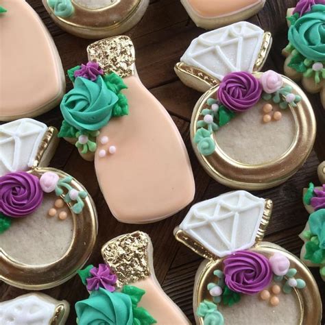 Elegant Wedding Cookies in Gold and Pink