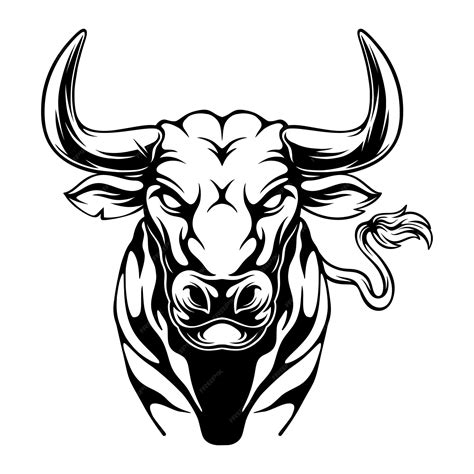 Premium Vector | Vector illustration front view of a bull with long
