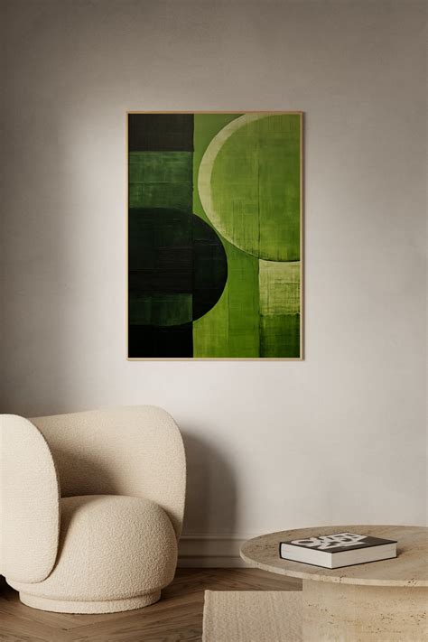 Green Minimalist Wall Art, Monochromatic Printable Art, Abstract Minimalist Digital Art, Digital ...