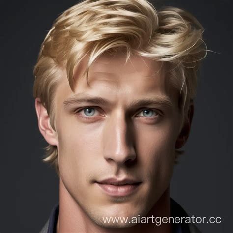 Handsome Blond Man with Prominent Features and Gray Eyes | AI Art Generator
