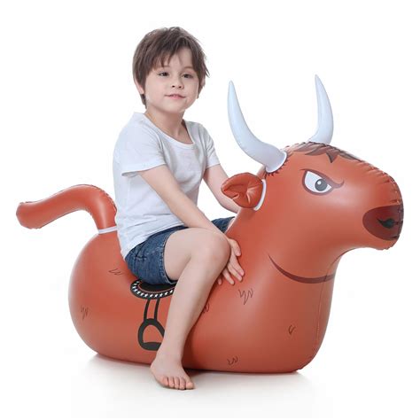 BravoStar Inflatable Bull Float for Kids Blow Up Fun Ride On Flotie