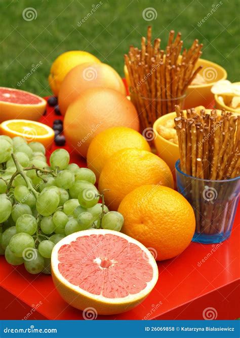 Fruits and snacks stock photo. Image of natural, salty - 26069858