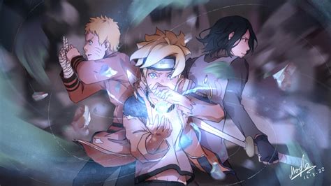 Boruto, Naruto, and Sasuke Epic HD Wallpaper by Maple