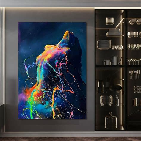 Colorful Nude Woman Painting, Sexy Woman Wall Art, Nude Woma | Inspire