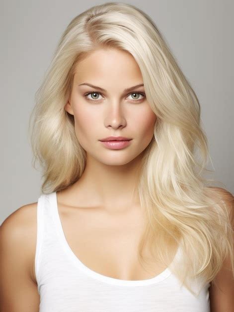 Premium Photo | A blonde woman with blonde hair and a white tank top.