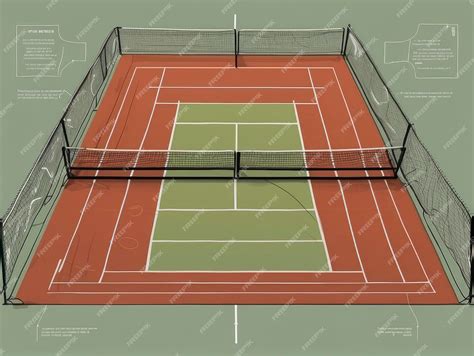 Premium Photo | A tennis court with a net and a diagram of the court