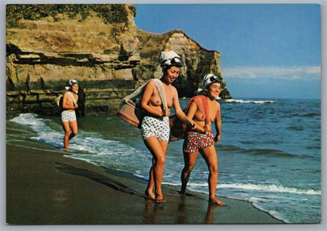 traditional topless ama diving girls postcard chiba japan nude