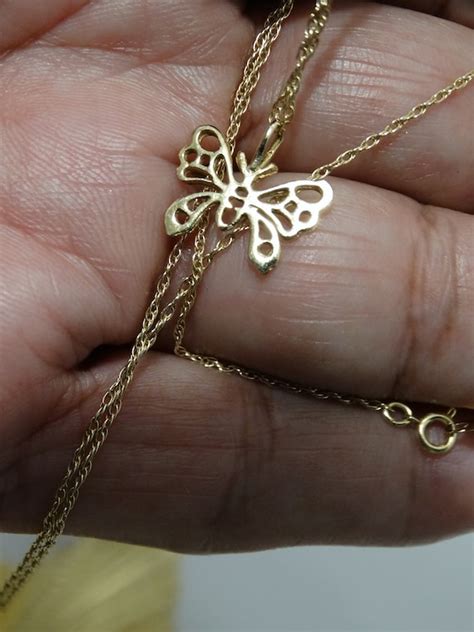 14k Gold Butterfly Necklace. - Gem
