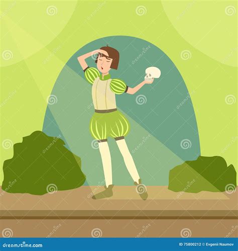 actor playing hamlet  shakespear theatre stock vector illustration