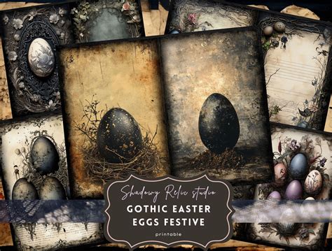 Gothic Easter Eggs Junk Journal Pages Gothic Collage Sheet Scrapbooking