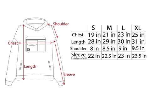 'DIY' Hoodie Size Chart | JackRabbit Clothing