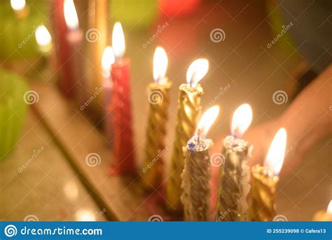 Burning Candles in the Church or Night of Christmas Stock Photo - Image of night, burning: 255239098