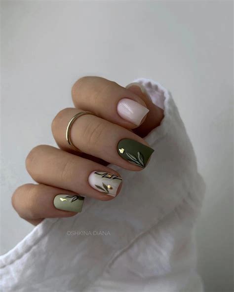 Веточки | Green nails, Long nails, Manicure