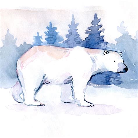 Polar bear watercolor sketchbook painting | Bear watercolor, Bear ...