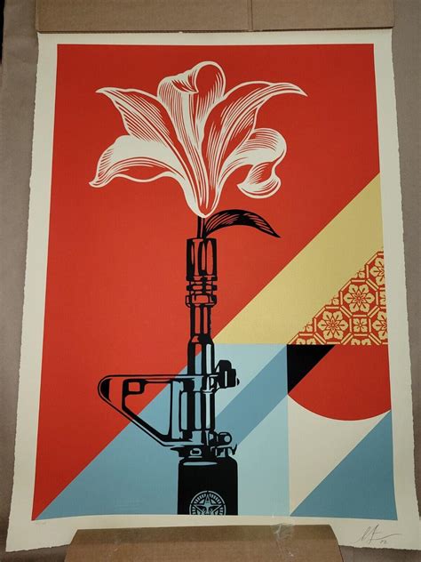 Shepard Fairey - AR-15 Lily Flower Gun Obey Signed and Numbered ...