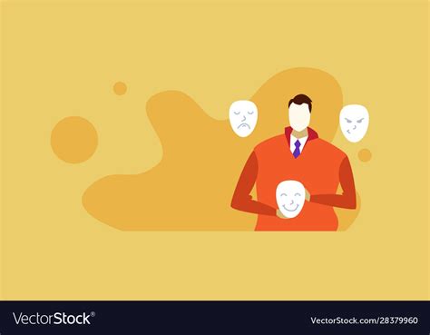 Businessman choosing emotions mask insincerity Vector Image