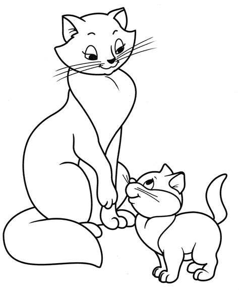 Раскраска Кошка с котенком - распечатать бесплатно