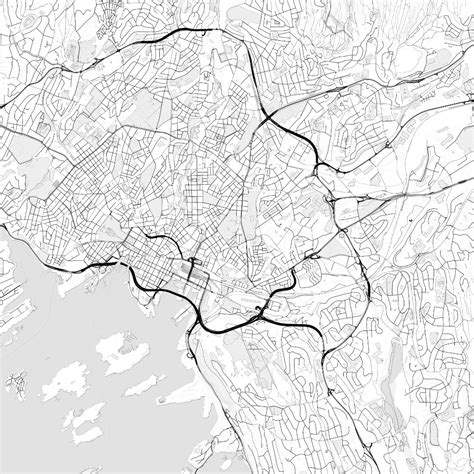 Карта Осло ЧБ — Mapny