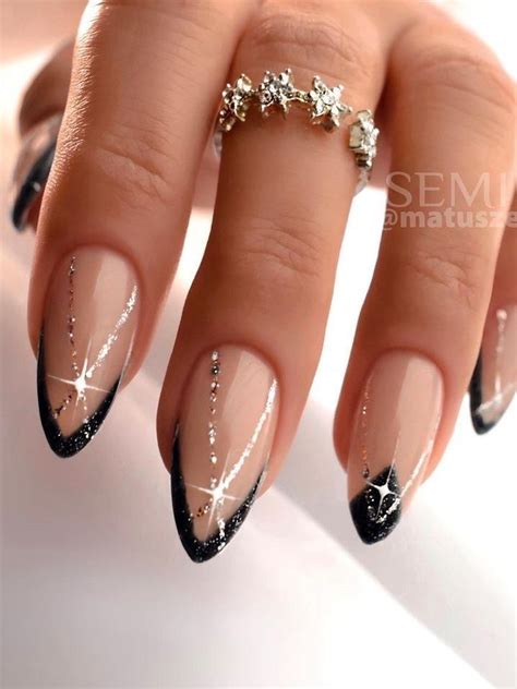 classy black french tip nails     black nails gel