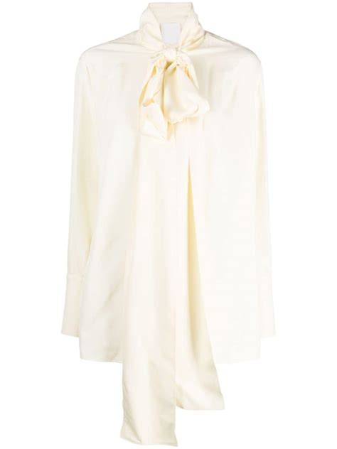 Givenchy pussy-bow Silk Blouse | Neutrals | FARFETCH