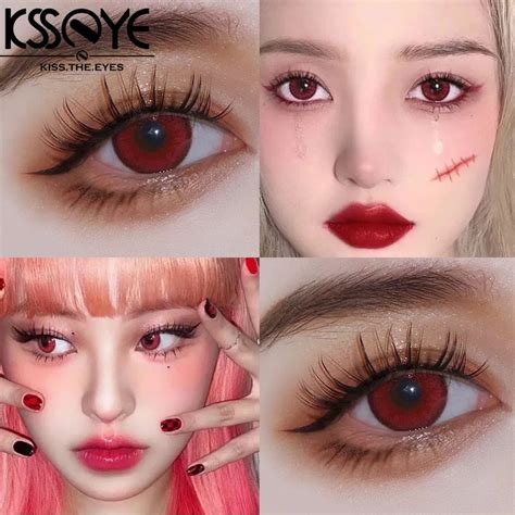 Красные контактные линзы для близорукости, 14,5 мм, 2 шт | AliExpress