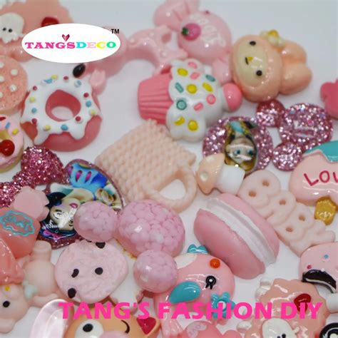 100 шт- DIY Смола Розовый цвет микс формы милые украшения/Детские ...