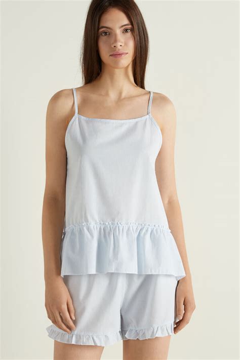 Короткая Пижама из Хлопковой Ткани в Полоску | Tezenis