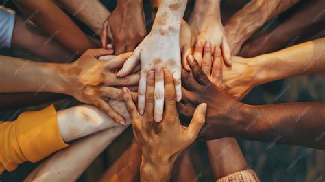 premium photo  group  diverse people holding hands   circle