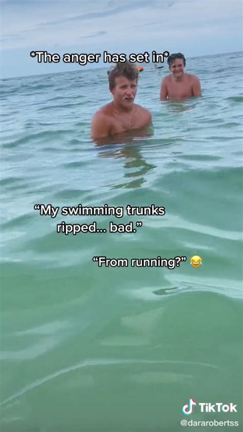 Man left naked on public beach in dissolvable shorts prank