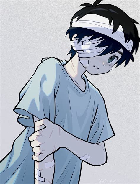 Safebooru - 1boy bandage over one eye bandaged arm bandages black eyes