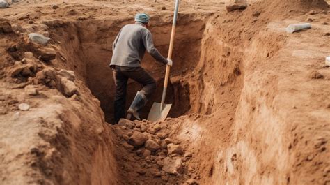 An Old Man Digging A Hole Out Of The Earth On His Land Background, Dig ...