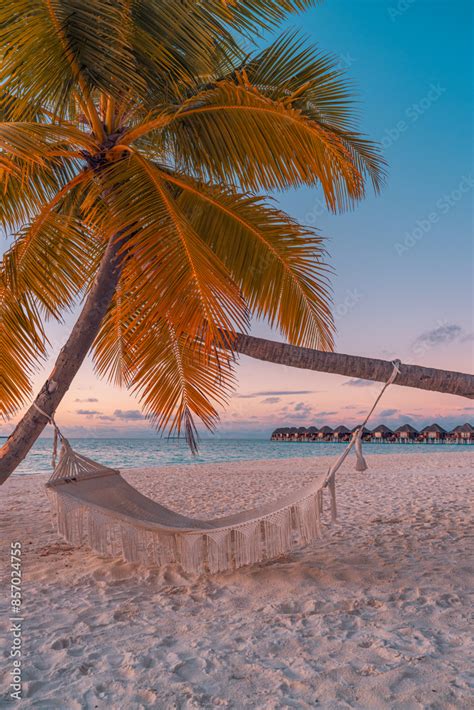 tropical sunset beach background summer island landscape beach swing