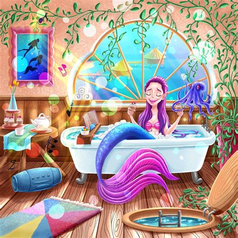 Иллюстрация Русалка в ванной в стиле 2d | Illustrators.ru