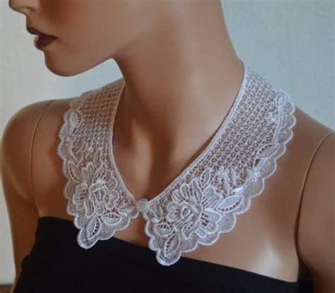 White Peter Pan Collar, White Detachable Collar and Button, Cotton ...