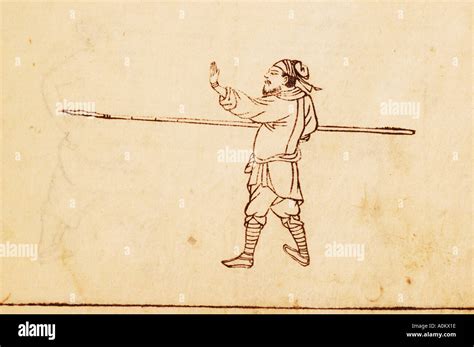 ancient Japanese drawing of infantry soldier with spear dsca 0635 Stock ...