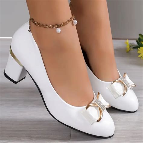 Rhinestone Bow Chunky Heels for Koningsdag – Stylishoe